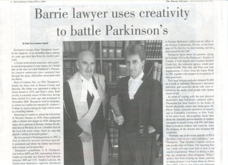 <b>Creativity & Parkinson’s — The Barrie Advance </b> image